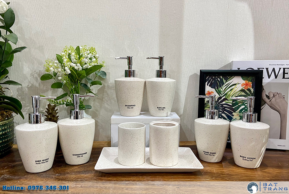 Lựa chọn hơn 100 mẫu bình dầu gội sữa tắm bằng gốm sứ Bát Tràng in logo doanh nghiệp cao cấp13